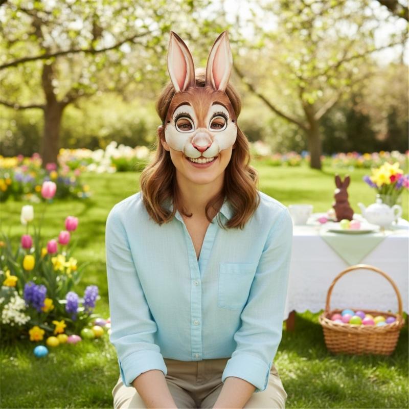 1/2/3dílná pohodlná přenosná EVA králičí maska na velikonoční večírky, maškarní plesy, měkké materiály, kreslený design, festivalová akce