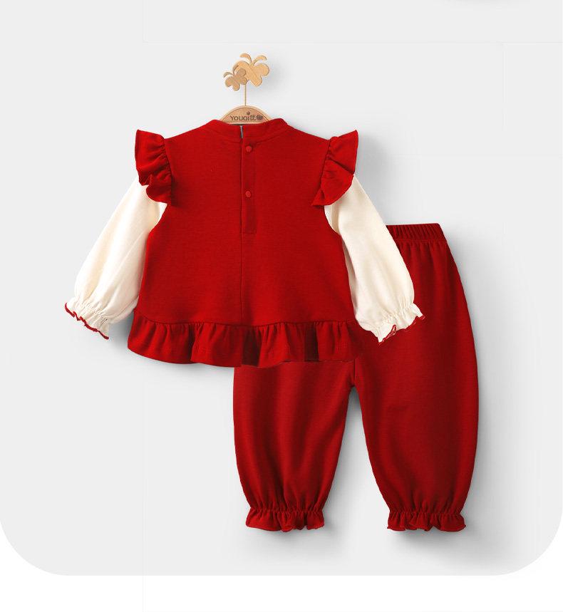 Youqi Spring Autumn Girls' Baby Clothes: 1st Birthday Formal Dress & Two-Piece Set