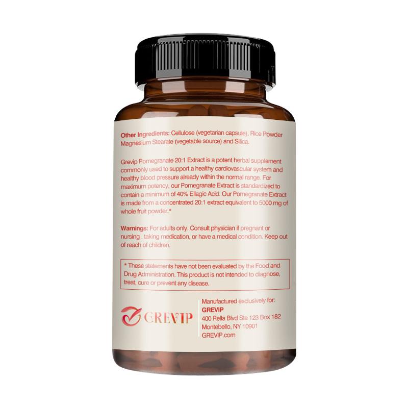 GREVIP Premium Pomegranate Extract Capsules: Immune Support, Easily Absorbed, Suitable for Both Men and Women
