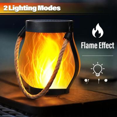Lanterna Chama Dançante Luz Solar de Jardim Impermeável Lanterna Chama Tremeluzente Carregamento USB e Solar Luz Externa para Varanda Quintal Pátio Decoração
