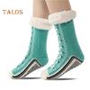 1 Pair Winter Socks Shoes Pattern Plush-lined Warmth Retention Christmas High-tube Socks Leg Warmer Fall Winter Floor Socks Holiday Gift