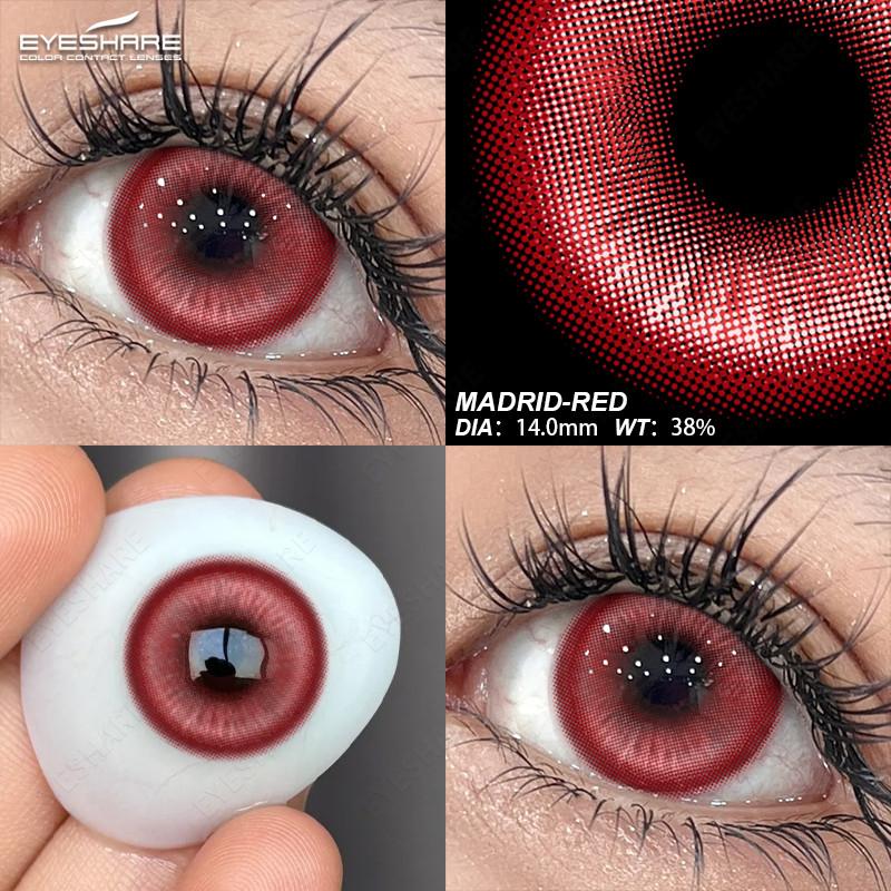 Eyeshare 2pcs Cosplay Gray Contact Lenses Cos Ex Machina Accessories Anime Role Playing Makeup Lens Red Crazy Softlens
