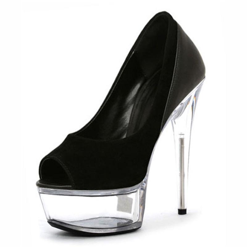2025 Summer New High Heel Thick Sole Black Fish Mouth Sandals Thin Heel High Heel Waterproof Table