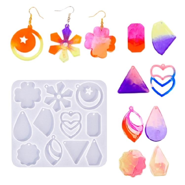 Geometric Earring Mold DIY Necklace Pendant Flower Crystal Epoxy Resin Molds