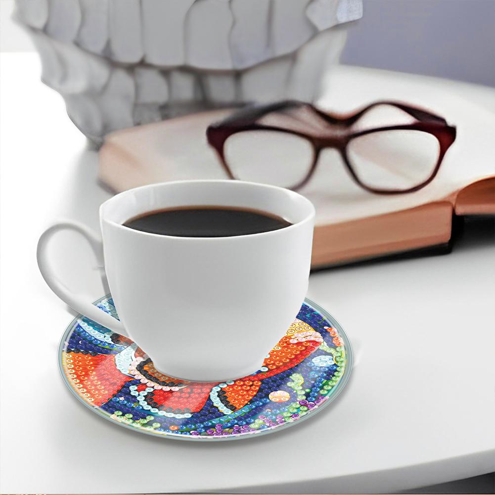 6 PCS Diamond Painting Coasters Kits Cute Animal Acrylic Diamond Painting Art Coaster Kit Cross Washable Sea Animal with Holder