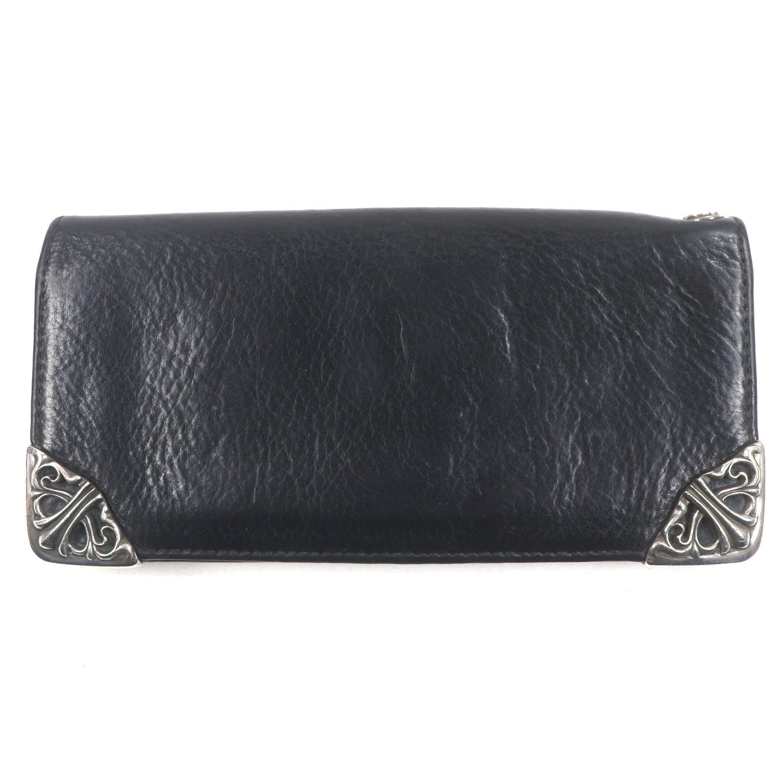 

Very Good CHROME HEARTS Purse LNG SNGL FLD TIPS Single Fold black leather mens Used