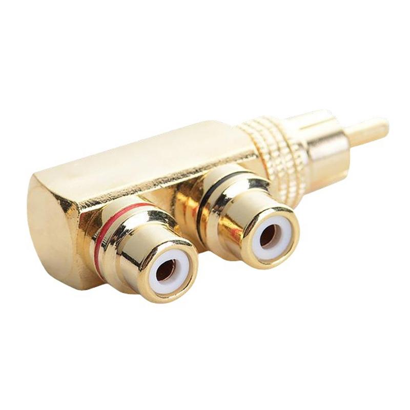 Gold Plated Av Audio Splitter Plug Rca Adapter 1 Male To 2 Female F Connector Tool