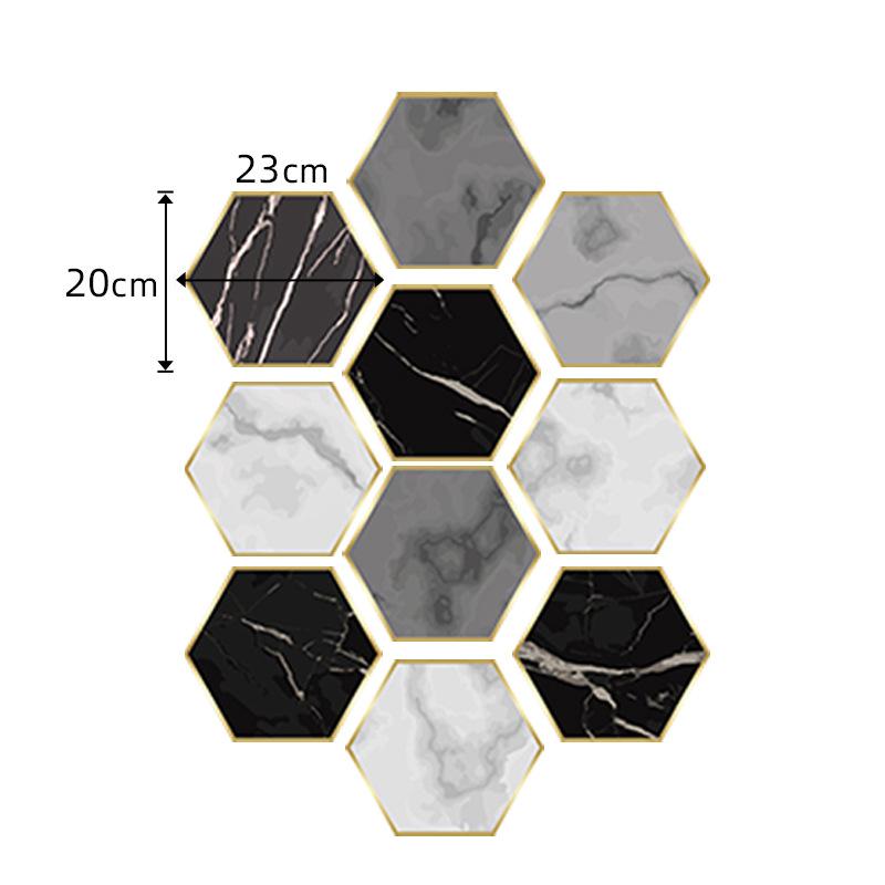 Cement Color Non-Slip Hexagonal Sticker Waterproof Marble Floor Sticker Hexagonal Kitchen And Bathroom Wallpaper Self-Adhesive