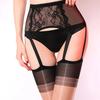 Premium Oil Shiny Thigh High Stockings With Garters Belt Women Sexy Transparent Open Crotch Underwear Back Line Seamed Pantyhose