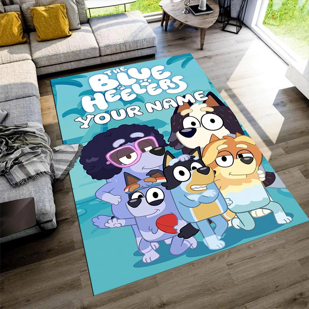 Bluey Personalized Name Floor Rug Office Rug Design for Balcony Study room Entryway Bedrooms Antislip Carpet Decorate Offices