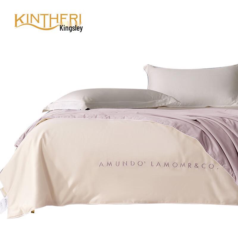 

KINTHERI 100-Count Cotton Sateen Embroidered Tussah Silk Quilt