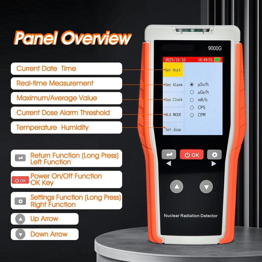 Professional Nuclear Radiation Detector and Personal Ionizing Dose Alarm.