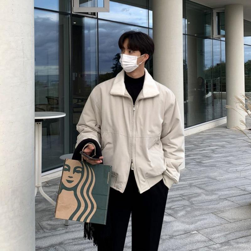 

Ретро лацкан хлопковая куртка мужская зимняя хлопковая куртка корейский стиль модная свободная хлопковая куртка 2XL