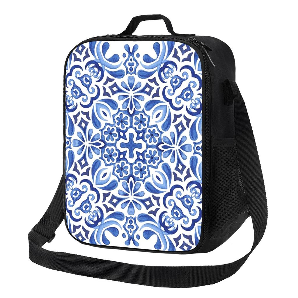 Mediterranean Mosaic Tiles Azulejos Insulated Lunch Bag Storage Food Boxes Portable Container Cooler Thermal Lunch Box Tote