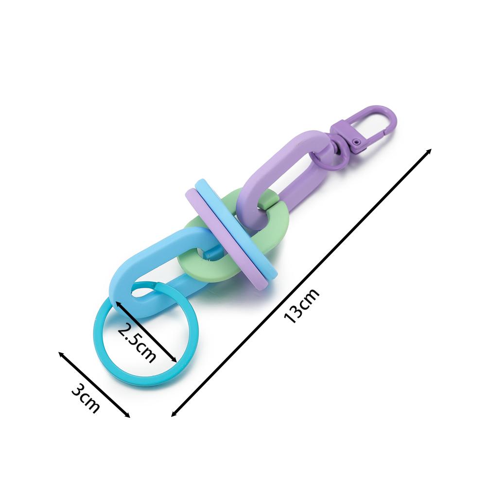 1pc Colorful Acrylic Links Chain Keychain Handmade Car Key Ring for Women Men Handbag Accessories DIY Friendship Gifts