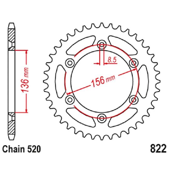 520 Motorcycle Rear Sprocket For Husqvarna 350TE 449TE 511TE CR125 125 WR Enduro 125 WRE 570TC 610TC 449TC 449SMR