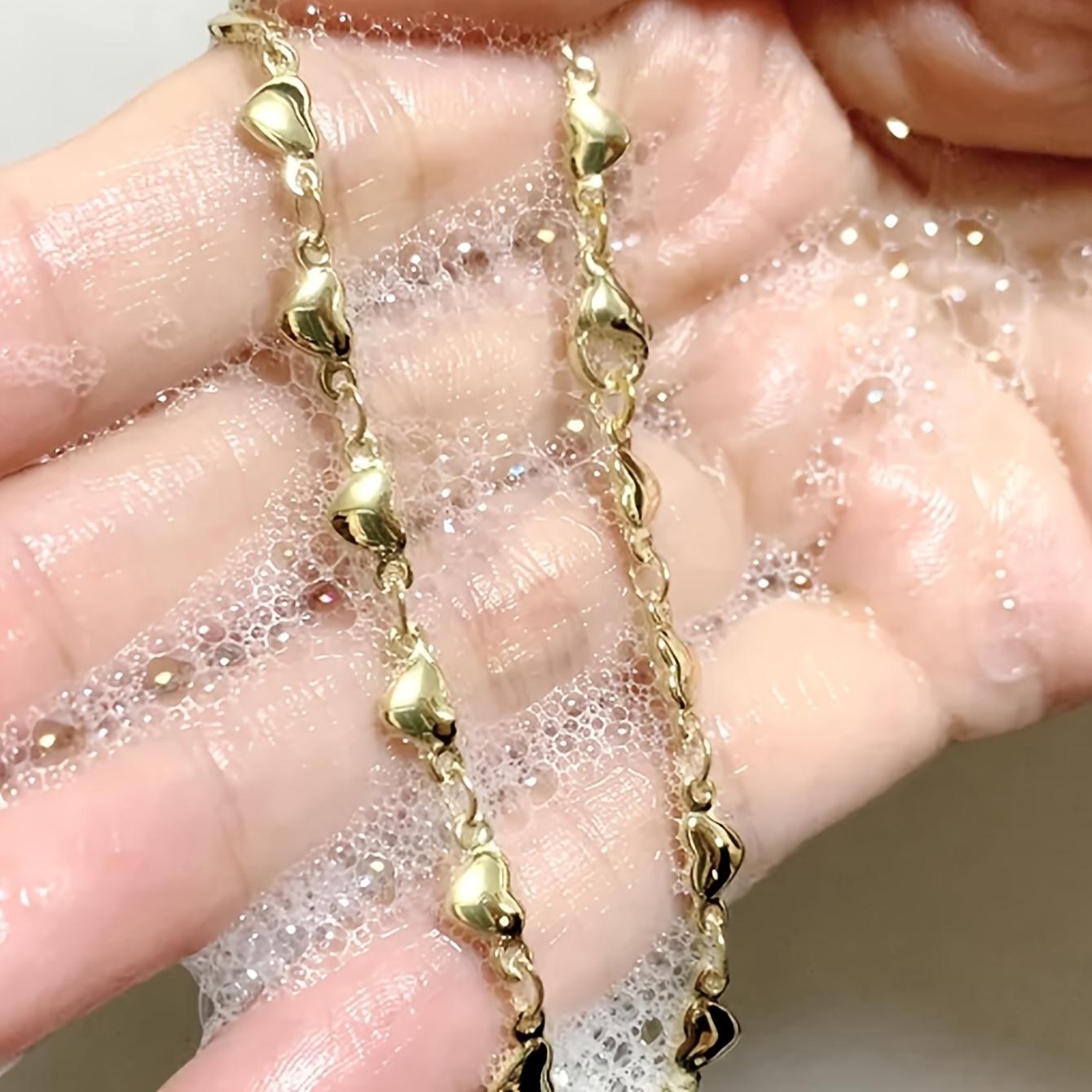 1 шт. Стильный соединенный браслет на щиколотку в форме сердца, Ювелирное изделие из нержавеющей стали, Модный женский браслет на щиколотку, Женские аксессуары, Случайное количество сердечек золотистый