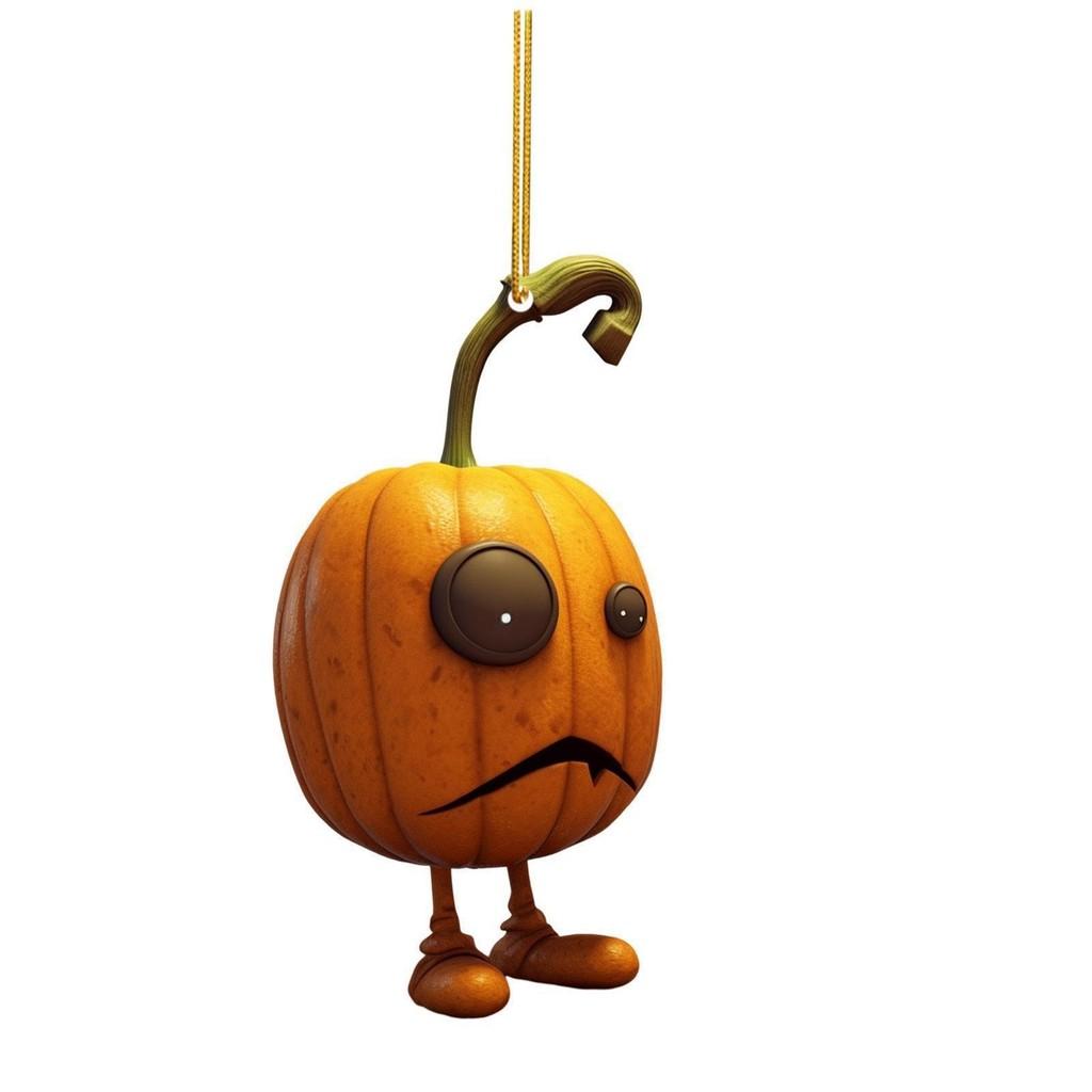 Vintage Halloween Pumpkin Car Mirror Hanging Ornament Acrylic Ghost Pendant Decor