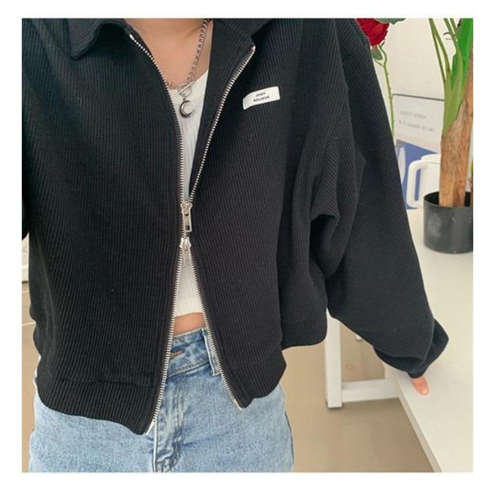 

Укорочені жакети Жіночі блискавки Шикарний вуличний одяг Однотонні вільні дівчата Студентські жіночі пальта Harajuku Basic Ins Студентські 2XL чорний