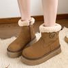 Women Platform Suede Flats Fur Ankle Snow Boots Winter Plush Warm Cotton Shoes 2025 Trend Cozy Non Slip Walking Fad Botas Mujer