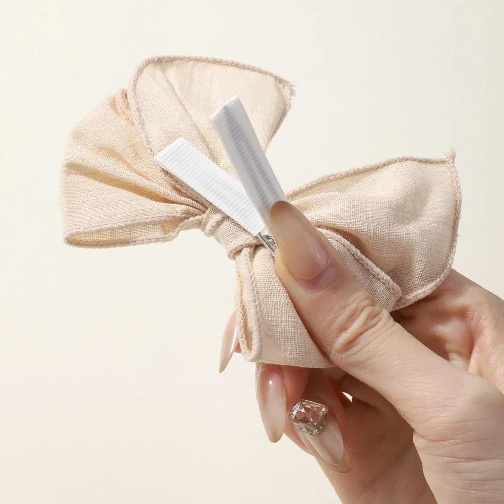 2Pcs/set Cotton Hair Bow Clips Baby Girls Women Large Head Bows Accessories Hair Grips for Kids Headwear Hair Accessories