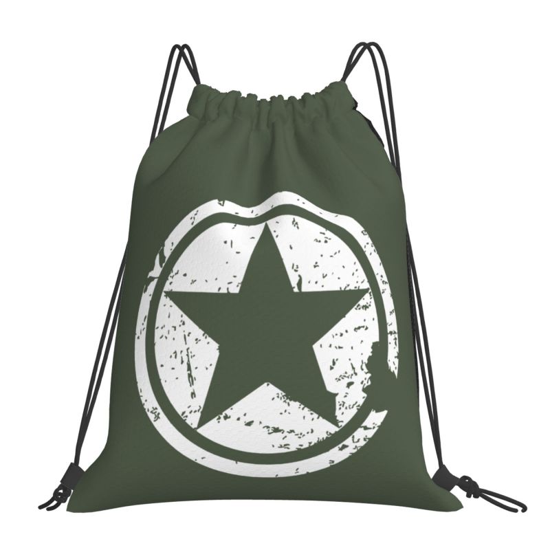 Custom Military Tactical Skull Star Drawstring Backpack Bags Women Men Lightweight Gym Sports Sackpack Sacks for Training