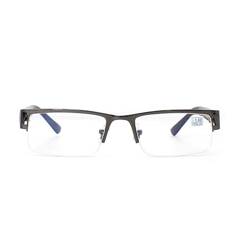 Metal Stainless Myopia Eyeglasses Computer Men Eyeglasses Half Frame Spectacles Anti Blue Ray Eyeglass -1.0 -1.5 -2.0 to -5.0 -6.0