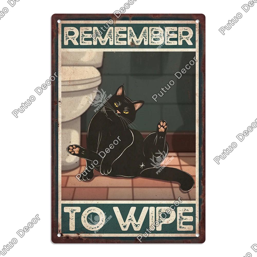 Putuo Decor Restroom Retro Tin Sign Vintage Bathroom Plaque Metal Plates Wall Art Posters Decoration for Toilet Iron Paintings