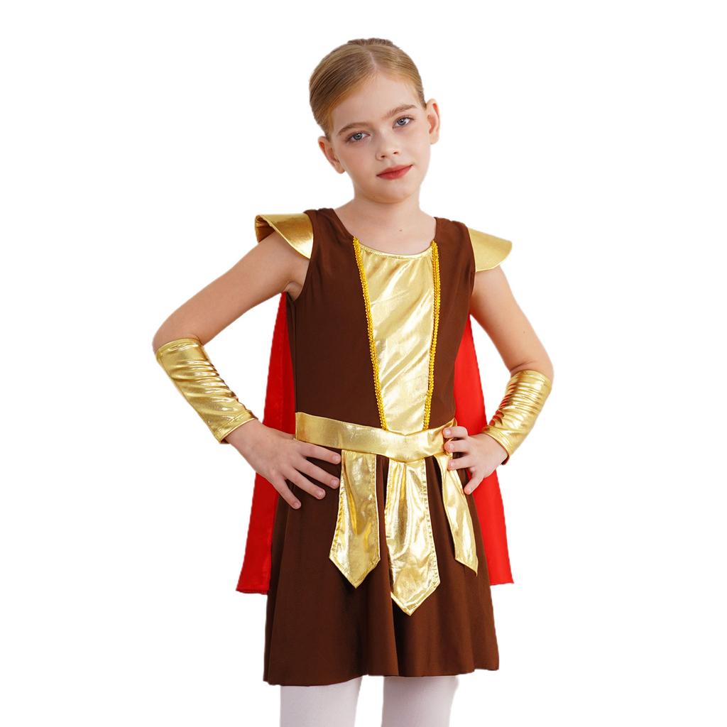 Kids Ancient Roman Warrior Costume Medieval Soldier Gladiator Outfit Historical Role Play