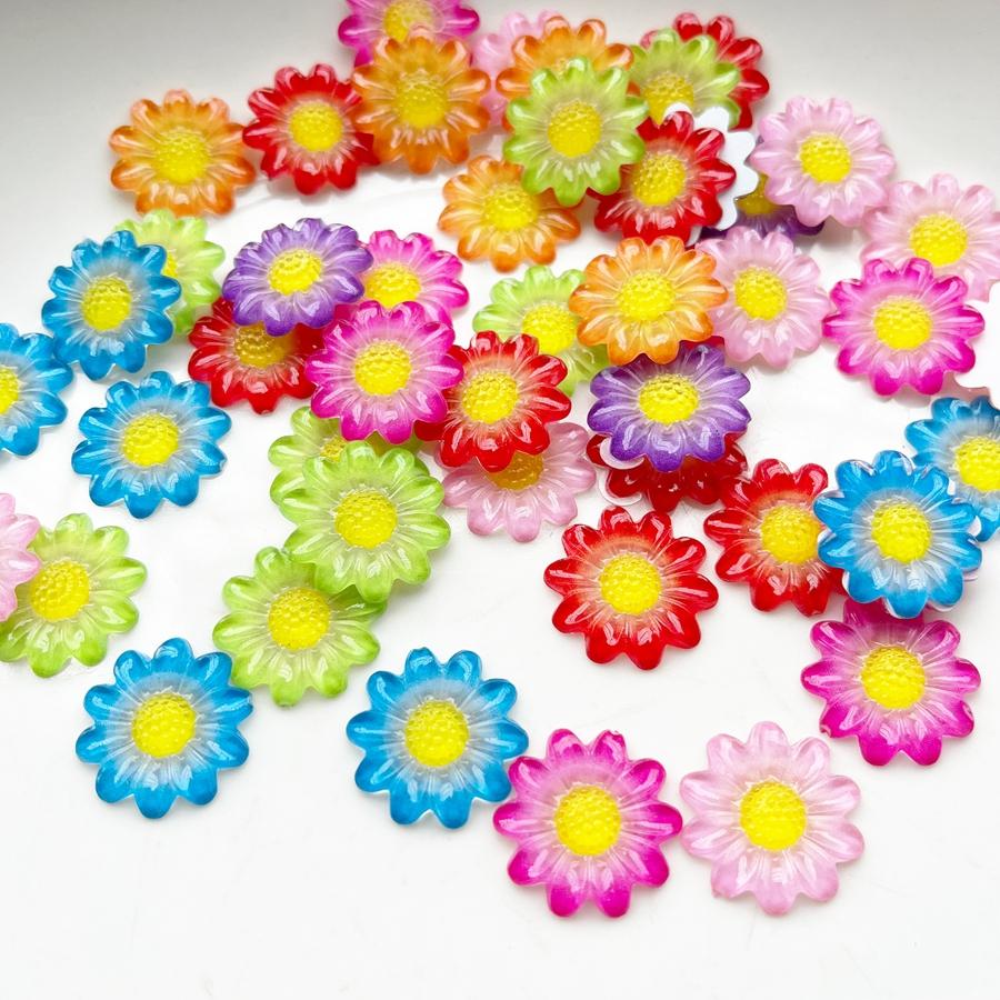 20 Pieces of 20mm Colorful Flower Shaped Rhinestone Flat Back Scrapbook Suitable for DIY Decoration, Jewelry Gift Decoration