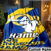 Custom Name Rams Team Spirit Throws Blanket Flannel Blankets for Couch Bed Gifts for Men Women Picnic blanket Christmas fan gifts