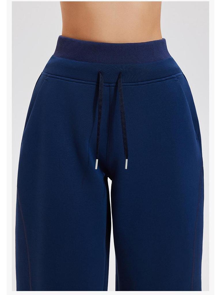 Women's High Waist Loose Fit Athletic Sweatpants - Autumn/Winter, Cuffed, Versatile, Slimming