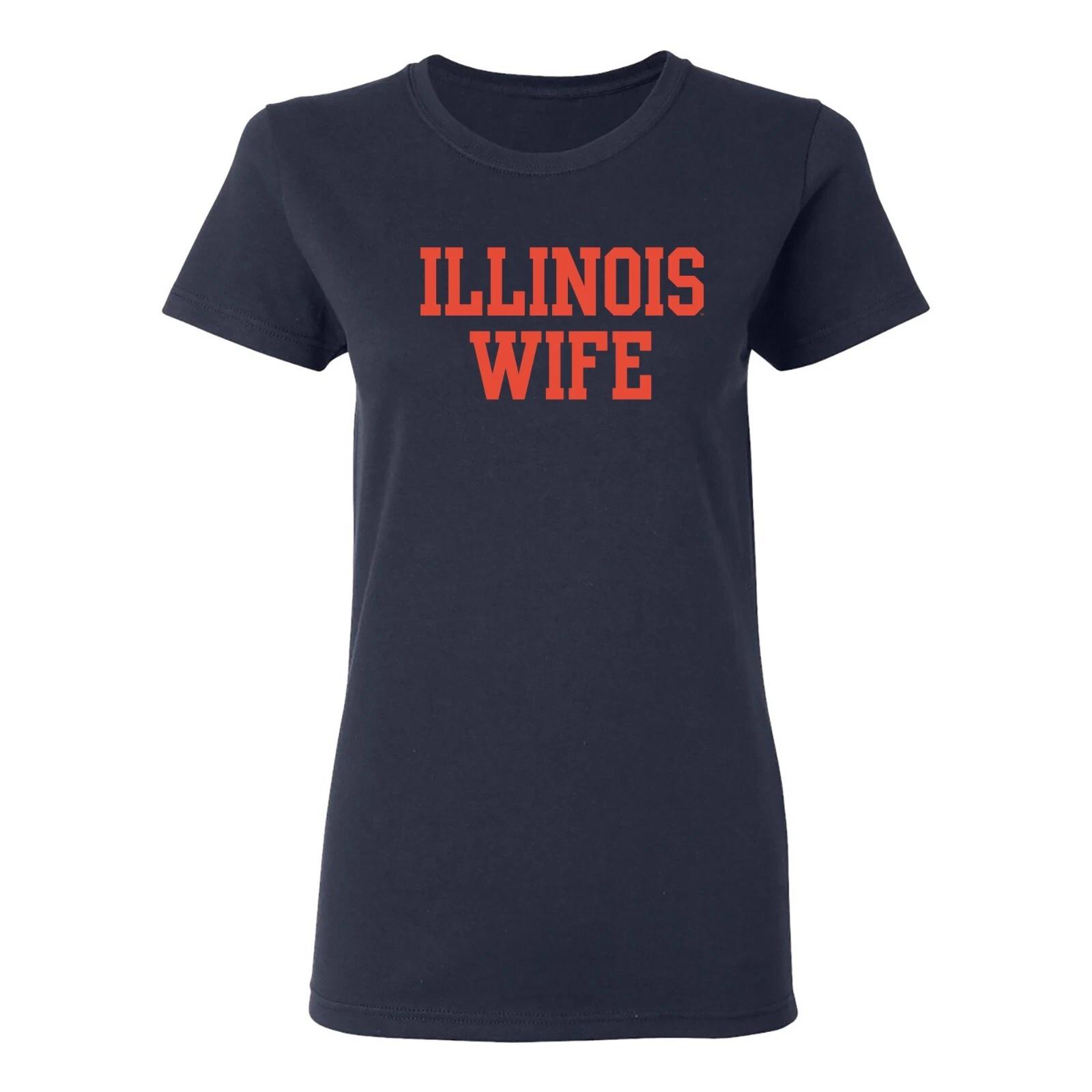Illinois Basic Block Wife Womens T-Shirt - Navy 2XL