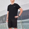 Li Ning Solid Color Round Neck Pullover Short Sleeve T-Shirt And Mid Waist Shorts Casual Sports Set Men Sets Black YATU077-4