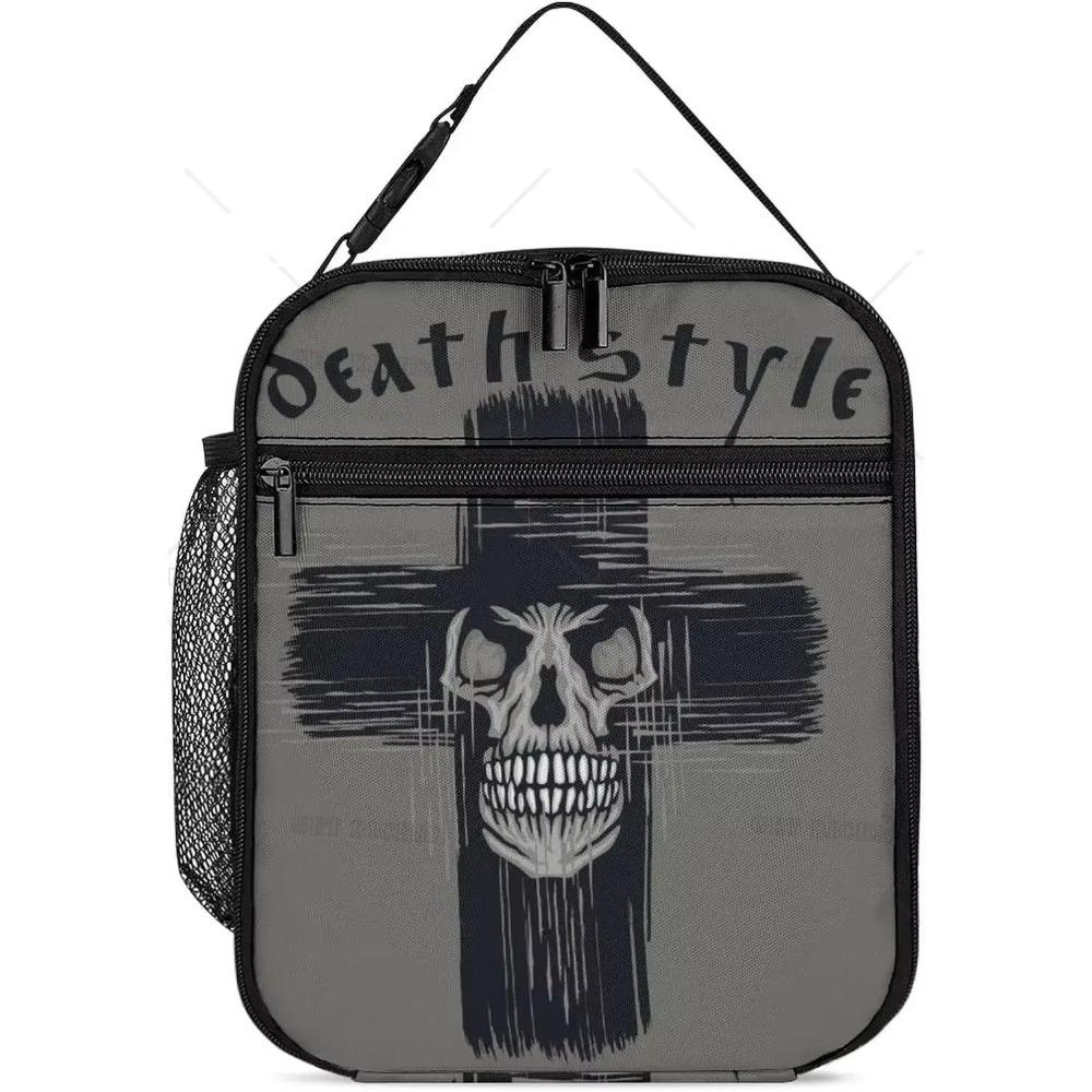 Cute Gothic Skull Insulated Lunch Bag Portable Lunch Box Reusable High Quality and Large Quantity Tote Bag for Women Men