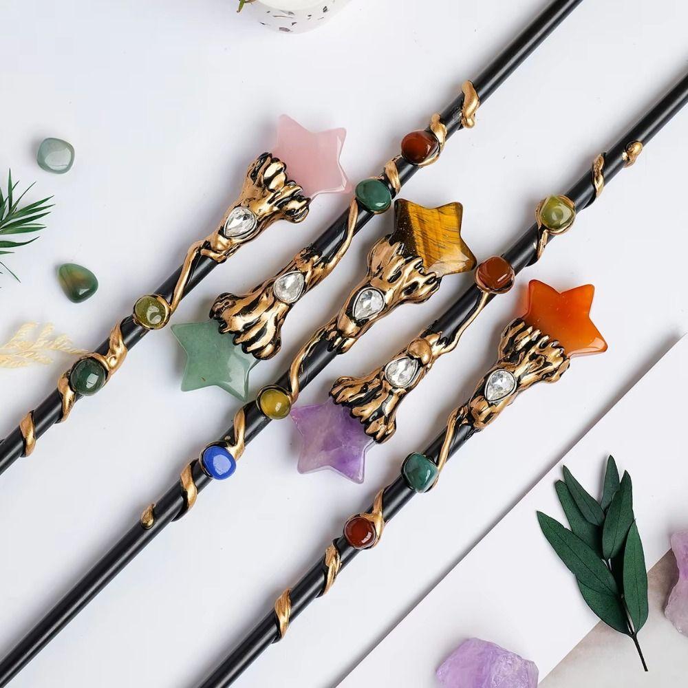 DIY Handmade Fairy Stick Halloween Prop Magic Scepter Creative Crystal Magic Wand Holiday Gift