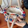 Color Plush Dots Women's Bento Handbags Retro Design Female Fluffy Bucket Bags Large Capacity Shoulder Bag Purse Casual Tote