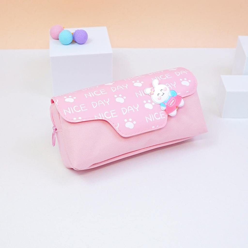 Children's Cartoon Flip Pencil Bag Female Cute Rabbit Pencil Case Large Capacity Primary School Student Stationery Bag