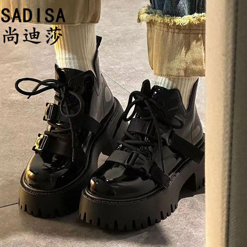 Thick-soled heightening Martin boots women's 2025 spring and autumn models Korean version of all-ride locomotive belt buckle Spice girl short