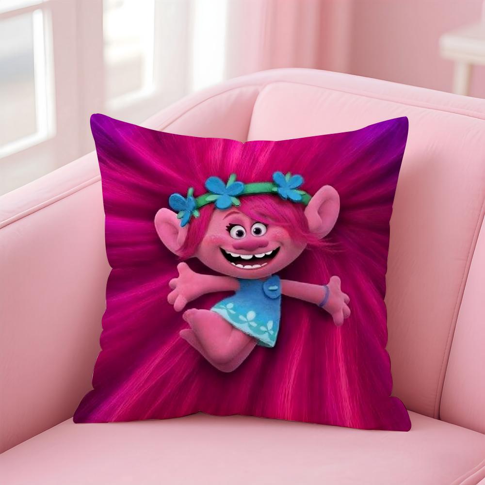 Colorful Cute American Cartoon TTrolls Cushion Cover Pillow Case Soft Skin Friendly Fabric Concealed Zipper