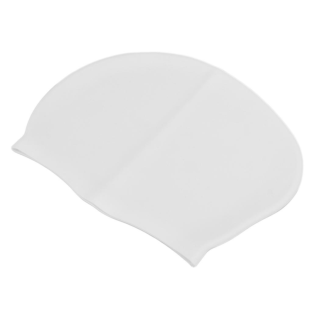 Swim Bathing Cap Silicone Waterproof Swimming Head Cover Professional with Ear Protection for Adult Long HairWhite