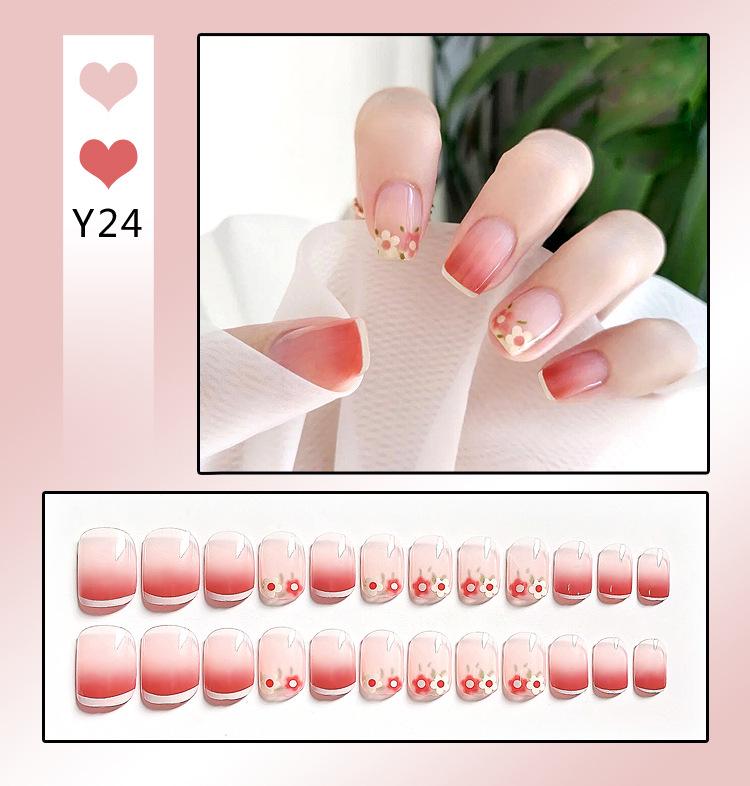 24-Piece French Style Detachable Nail Art Set with Stickers