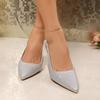 Fashion 2025 New Plus Size Women's Closed Toe Sandals Classics Bling Pointed Toe Slip On Thin Heel Sandals Fashion Versatile Dress Shoes