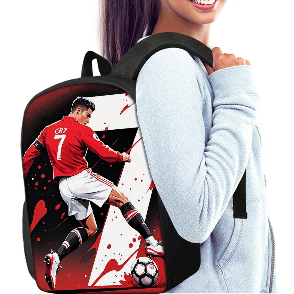 3pcs Football Flame Print Backpack Lightweight Daily Large Capacity School Bag Travel Bag with Shoulder Bag Pencil Bag Gift