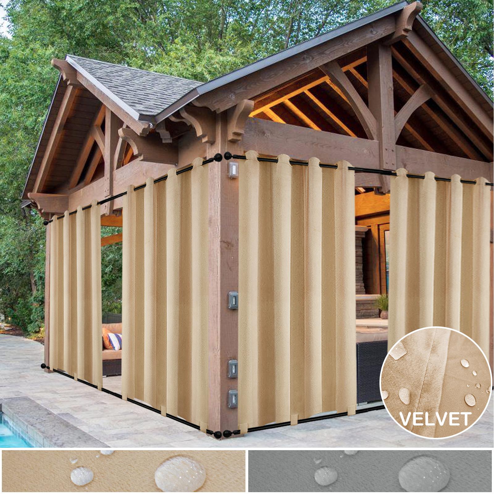 

Windproof Blocking Eyelet Velvet Outdoor Curtains Waterproof Patio Garden Drapes