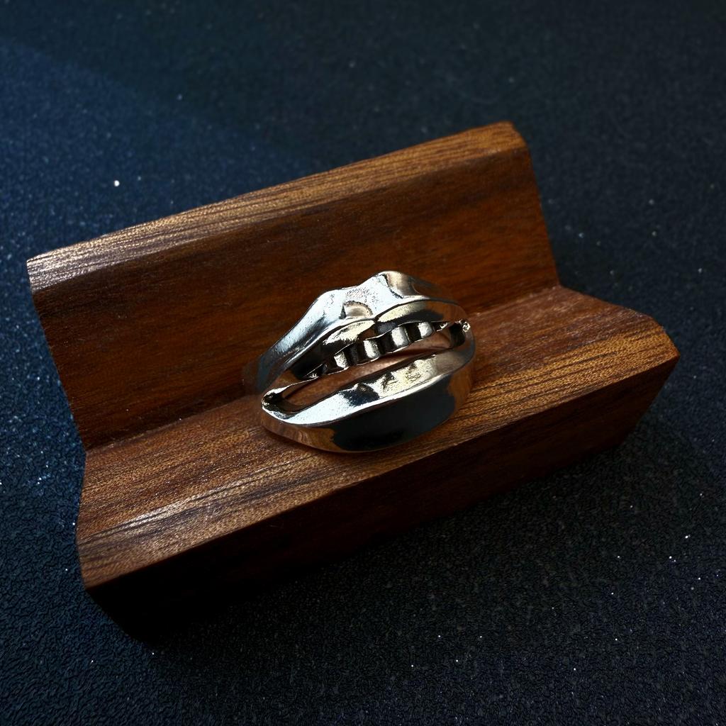 Retro The Rumor Big Mouth Adjustable Open Ring For Men Punk Gothic Edgy Copper  Unisex Vintage Accessories Creative Gift