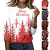 Women's Christmas Print Neck 3/4 Sleeve Casual T-Shirt