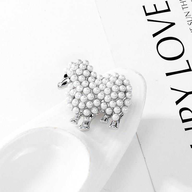 1Pcs Fashion Pearl Sheep Themed Animal Brooch Exquisite Unisex Jewelry for Men Women Work Wear Daily Decoration