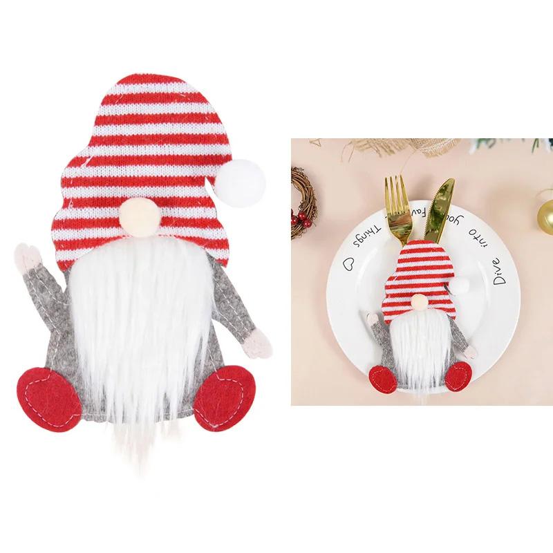

Xmas Gnome Design Cutlery Storage Bag Christmas Decoration Fork Knife Cutlery Holder Bag C