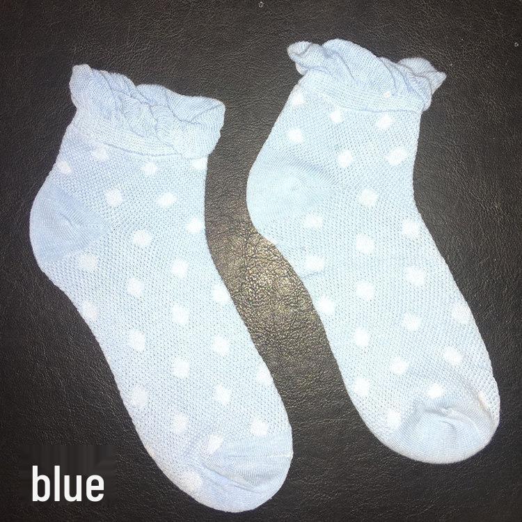 Huisong Mid-Calf Breathable Cotton Maternity Socks – Polka Dot Mesh, Odor-Resistant, Loose Cuff, Comfortable & Non-Tightening синий